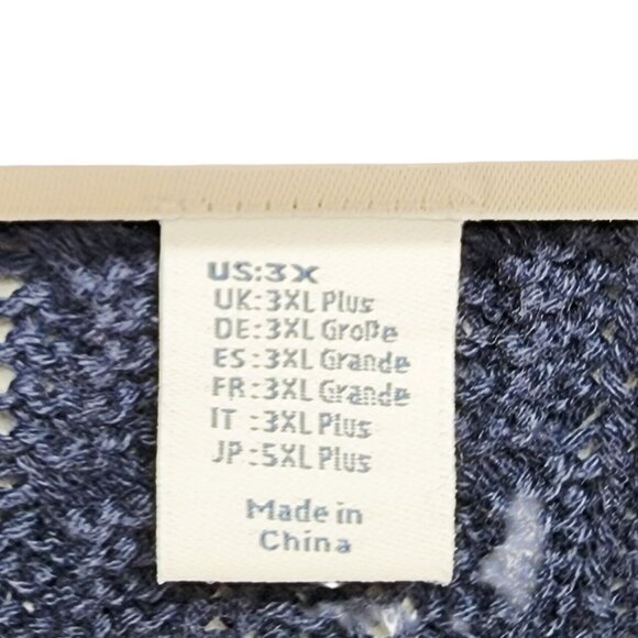 Plus Womens Size 3XL Cable Knit Sweater Blue Cozy Pullover Long Sleeves - Picture 3 of 6